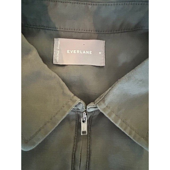 EVERLANE Shirt Green Long Sleeve Cotton Half Zip Collared Shirt Men’s LARGE - Picture 4 of 8